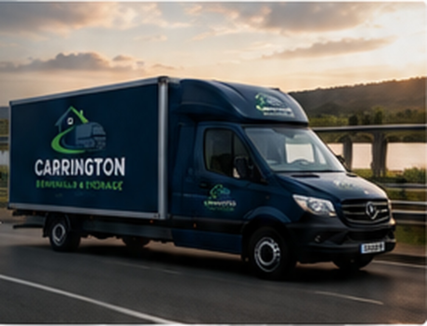 Carrington removal vehicle travelling on a UK and European removals route